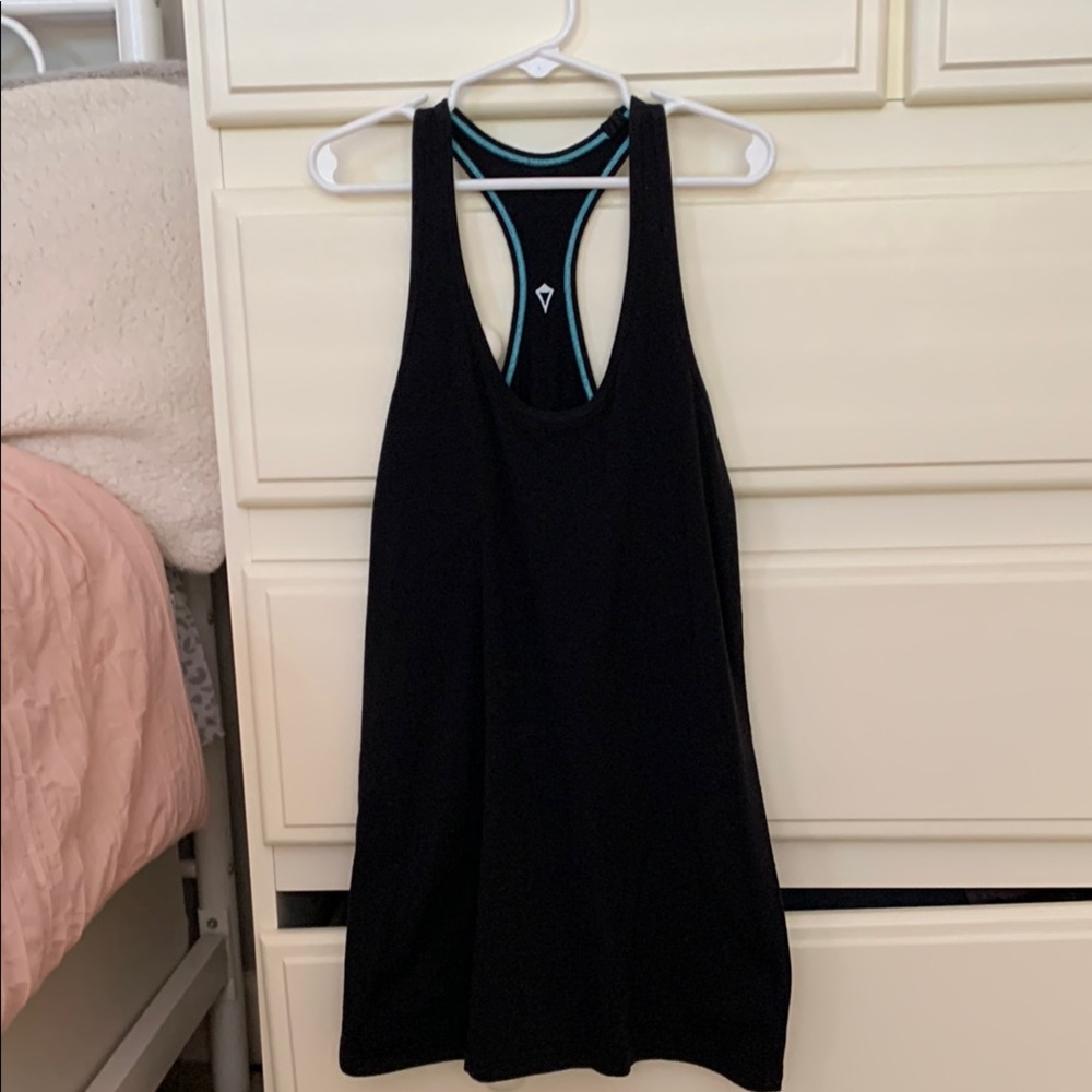 Black Athletic Tank Top with Blue Accents